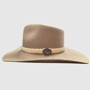 The Australian Outback Leather Fur Felt Cowboy Hat Jackaroo Sz 6 1/2 Western